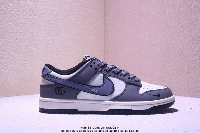 海外爆款限量发售！高端定制Nike Sb Dunk Low 古驰联名--- 灰蓝勾印花 高端定制 低帮休闲板鞋 定制鞋盒 大厂纯原品质出货 超高清洁度 皮料切割