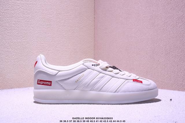公司级Adidas Originals Gazelle Indoor Indoor Lv T头鞋 Sup联名 防滑耐磨轻便 低帮 板鞋 男女同款 白 以柔软的皮