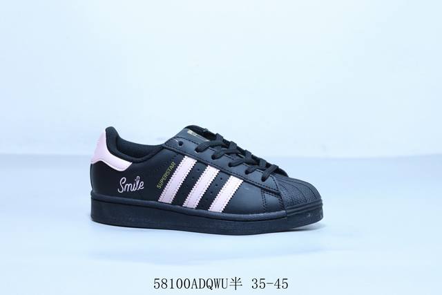 阿迪达斯Adidas Originals Superstar防滑耐磨轻便透气 低帮 贝壳头板鞋 黑粉 货号 Eg4959 58 Adqwu半 35-45
