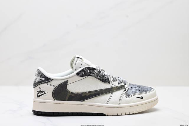 公司级Aj1倒勾Travis Scott X Air Jordan 1 ” Reverse Mocha “ Aj1乔1 Ts 闪电 联名倒钩 低帮文化篮球鞋 完