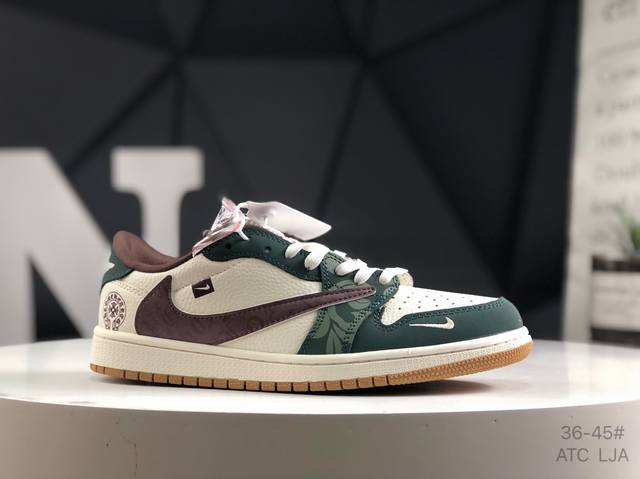 公司级带半码 耐克 Aj1倒勾Travis Scott X Air Jordan 1 ” Reverse Mocha “ Aj1乔1 Ts 闪电 联名倒钩 低帮