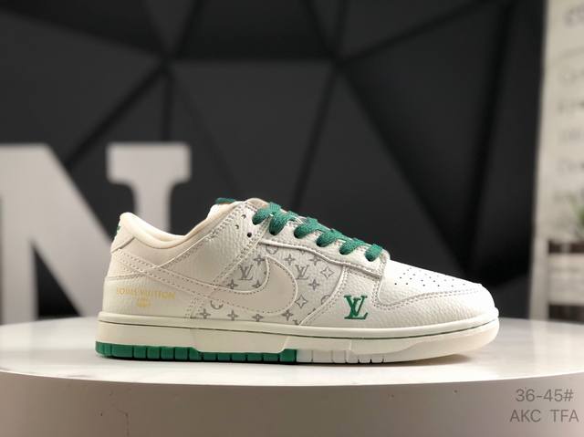 耐克 Nk Sb Dunk Low Lv联名---白绿双色大底周年高端定制 低帮休闲板鞋 #高端定制鞋盒 大厂纯原品质出货 超高清洁度 皮料切割干净无任何毛边
