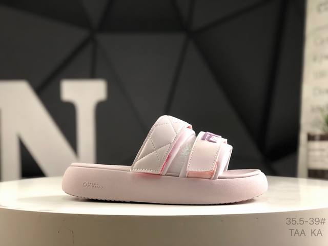 fila斐乐 Donut 摩登系列 厚底休闲防滑一字 拖鞋 货号:F12W22 3Ags 尺码:35.5-39 ka