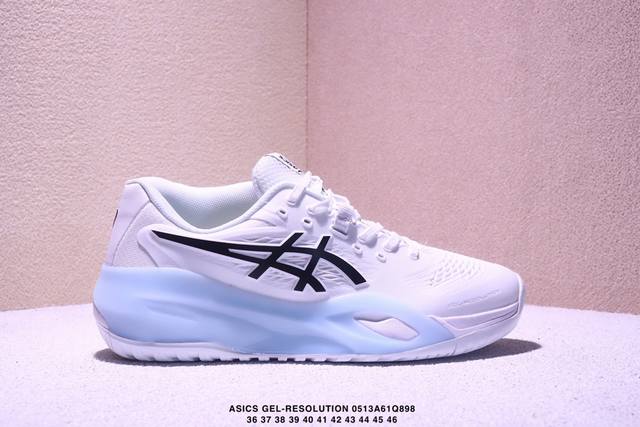 公司级Asics Gel-Resolution X 亚瑟士 专业网球鞋 没有鞋骨的设计 这是一种创新技术 它让脚底在每一次着地时都能感受到柔软而充足的缓冲 就像