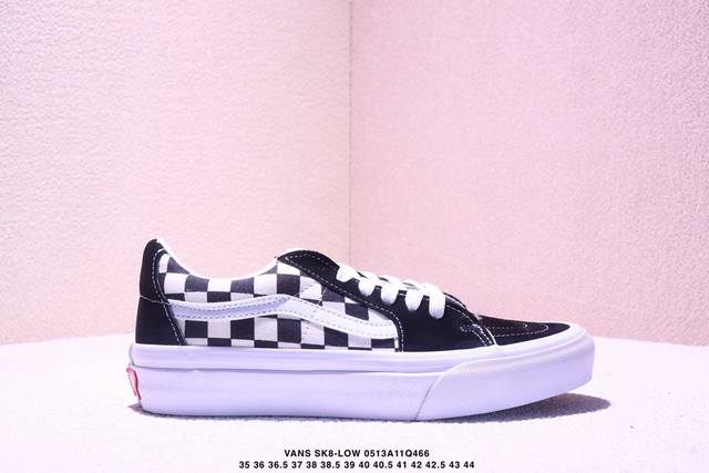 硫化工艺 万斯 Vans Sk8-Low 经典黑白 棋盘格 低帮休闲硫化帆布鞋 尺码：35 36 36.5 37 38 38.5 39 40 40.5 41 4
