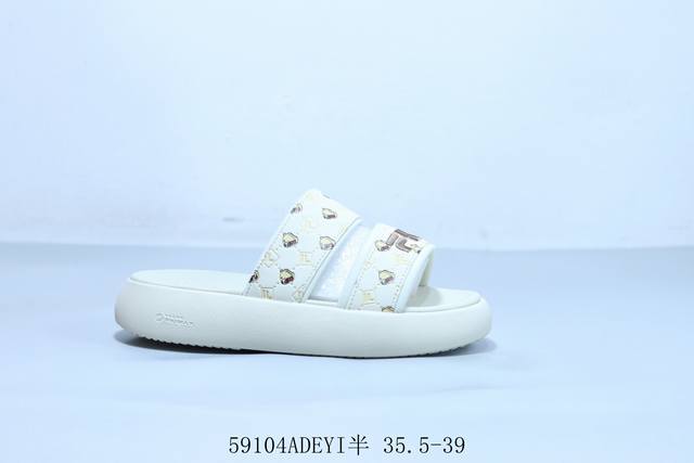 斐乐Fila De Mujer Sandal 甜甜圈系列摩登时尚夏季沙滩魔术贴厚底凉拖鞋 59104Adeyi半 35.5-39
