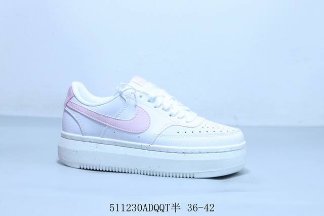 耐克Nike Court Vision Alta Ltr Low 学院视觉阿尔塔系列松糕休闲运动皮革厚底板鞋 货号 Dz5394-105 511230Adqqt