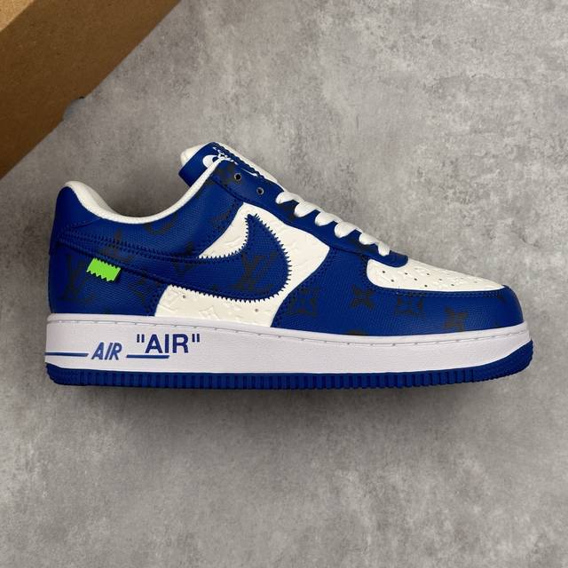 本地 核心私 Nike Air Force 1 '07 Low X Lv Trainer Sneaker 联名 蓝白印花绿钩 空军一号 低帮运动休闲鞋 折边针车