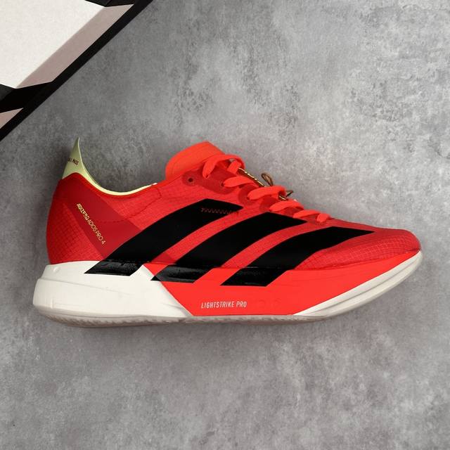 本地 核心私 公司级Adidas Adizero Adios 4 M马拉松飞线贾卡轻质透气休闲运动跑步鞋 采用双层透气网纱 Flywire动态飞线绑缚鞋面材质
