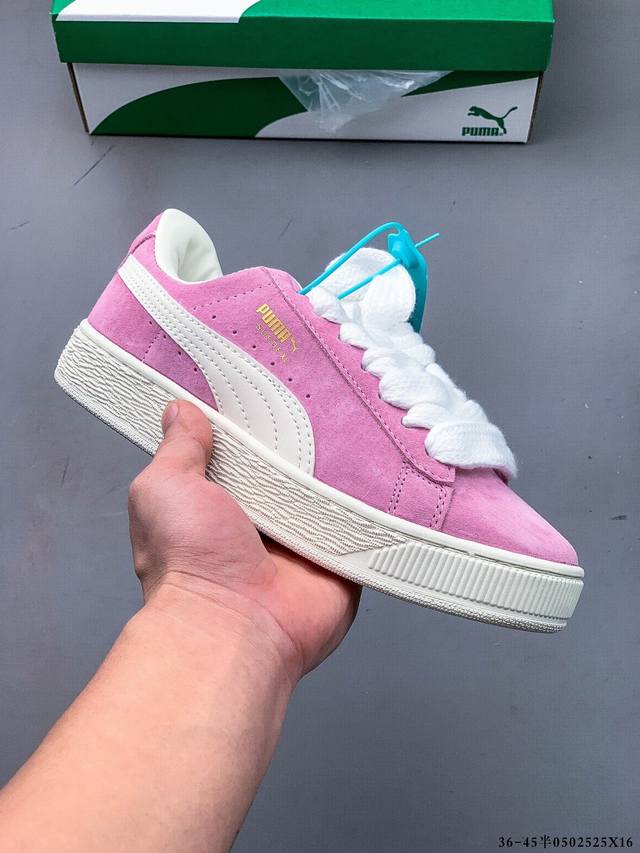 集图 彪马Puma Suede Xl 全新休闲板鞋！鞋身通体采用细腻的麂皮材质，厚实柔软，质感出众；鞋侧保留Puma标志性跑道图案，侧面与后跟点缀金属色Puma