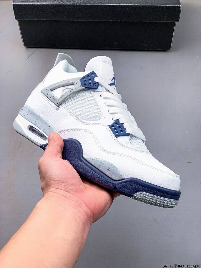二层真标！Air Jordan 4 Aj4代中帮复古休闲运动文化篮球鞋。秉承轻量化的速度型篮球鞋设计思想完成设计，降低重量的同时提升舒适度，中底延续前作使用了分