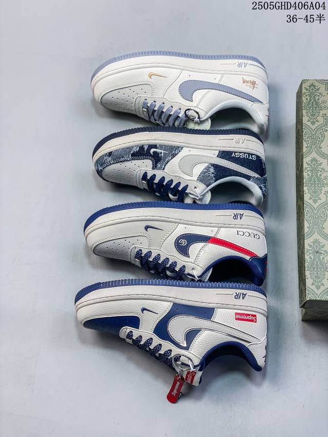 海外限量发售！公司级Nike Air Force 1 '07 Low “古驰联名 蓝红双色勾”空军一号 低帮 运动鞋 休闲鞋 折边针车 工艺难度大 原楦头原纸板