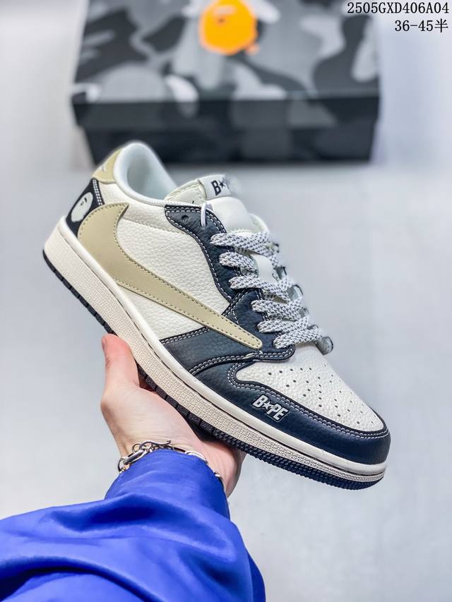 海外爆款限量发售！Travis Scott X Fragment Design X Jordan Air Jordan 1 Low Og Sp “Bape联名