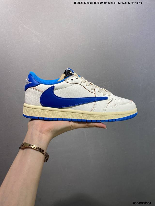 公司级Aj1倒勾Travis Scott X Air Jordan 1 ” Reverse Mocha “ Aj1乔1 Ts 闪电 联名倒钩 低帮文化篮球鞋 完