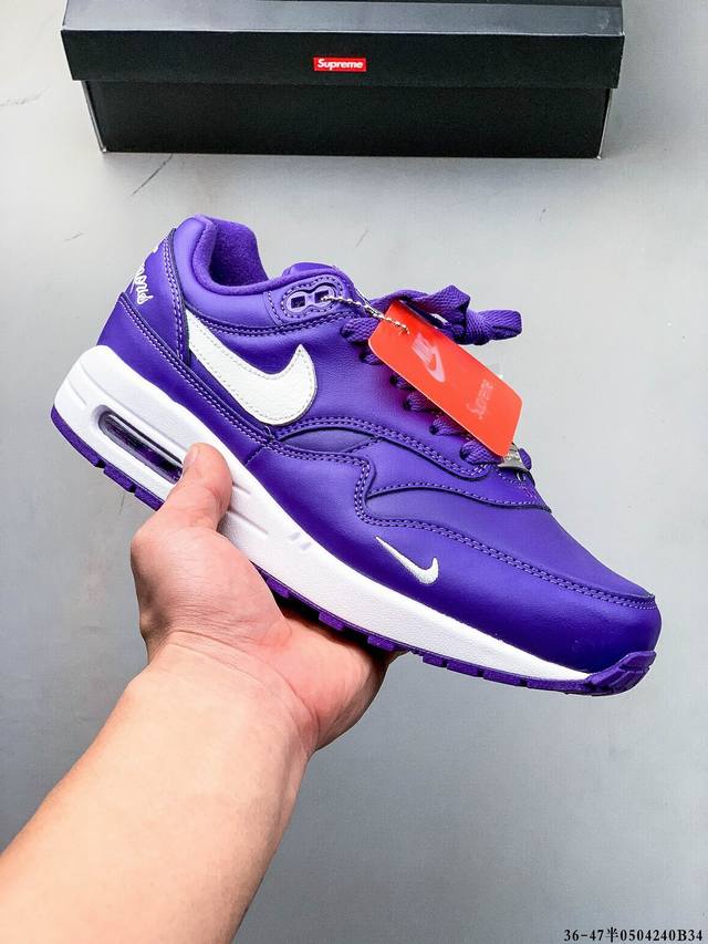 顶级纯原版本 头层皮打造市面最强工艺 耐克 Nike Nike Air Max 1 87 限定配色 气垫缓震跑步鞋 0504 B34
