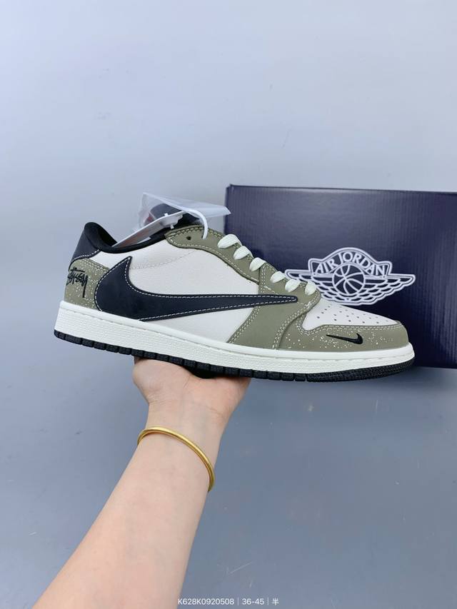 nike Jordan Air Jordan 1 高端定制 低帮 复古 减震 防滑 耐磨 篮球鞋 定制鞋盒 大厂纯原品质出货 超高清洁度 皮料切割干净无任何毛边