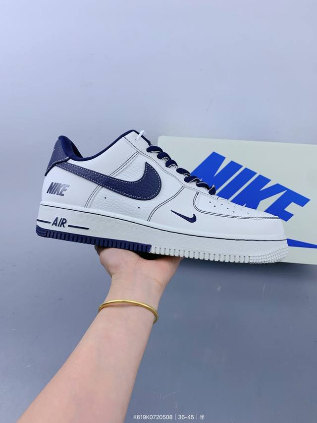 公司级Nike Air Force 1 '07 Low 奶白蓝勾 空军一号 低帮 3M反光 运动鞋 休闲鞋 折边针车 工艺难度大 原楦头原纸板 原装鞋盒 定制五