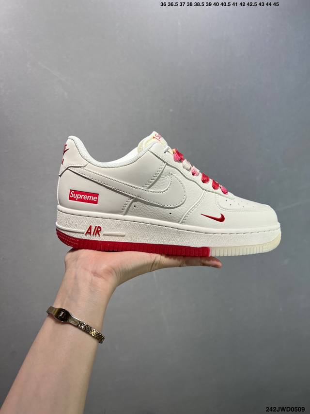 公司级Nike Air Force 1 ‘07 Low “Supreme联名 米咖双拼”空军一号 低帮 运动鞋 休闲鞋 折边针车 工艺难度大 原楦头原纸板 原装