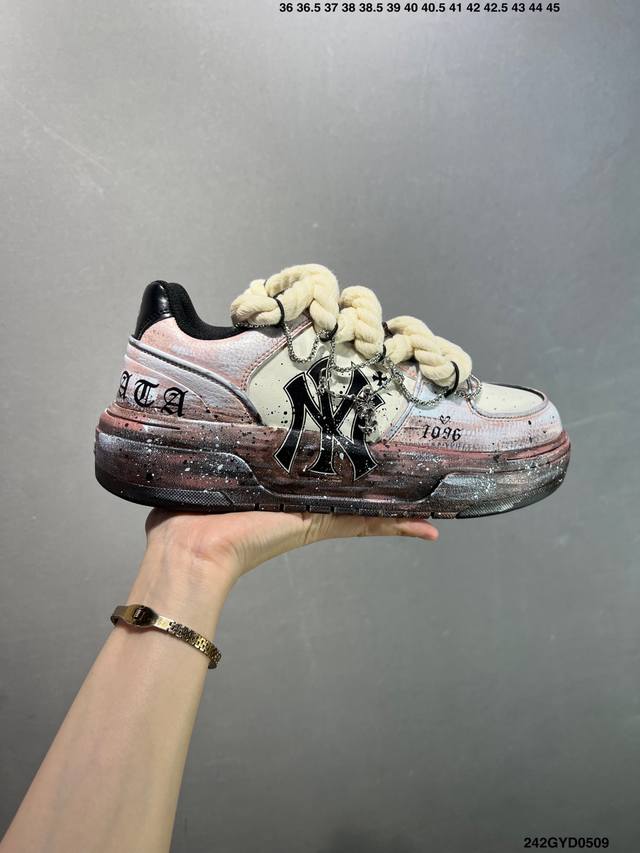 公司级Mlb Ny 印花网红老爹鞋 涂鸦恶作剧 内增高6Cm 原厂原档案数据开发 进口纳米材质 原厂全套手提袋 原盒雷射防伪标包装 官方货号: 3Asxca12