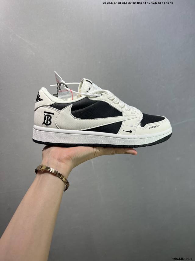 aj1倒勾Travis Scott X Air Jordan 1 ” Reverse Mocha “ Aj1乔1 Ts 闪电 联名倒钩 低帮文化篮球鞋 完美品质