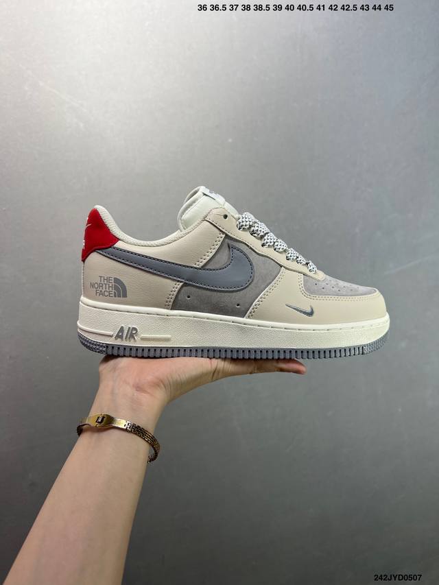 公司级Nike Air Force 1 ‘07 Low “Supreme联名 米白红灰双拼”空军一号 低帮 运动鞋 休闲鞋 折边针车 工艺难度大 原楦头原纸板