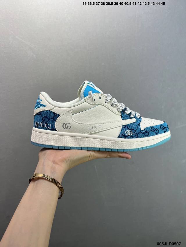 公司级Fragment X Travis Scott X Supreme X Gucci Air Jordan 1 Low 三方联名倒钩 性价比原盒出货 全新的