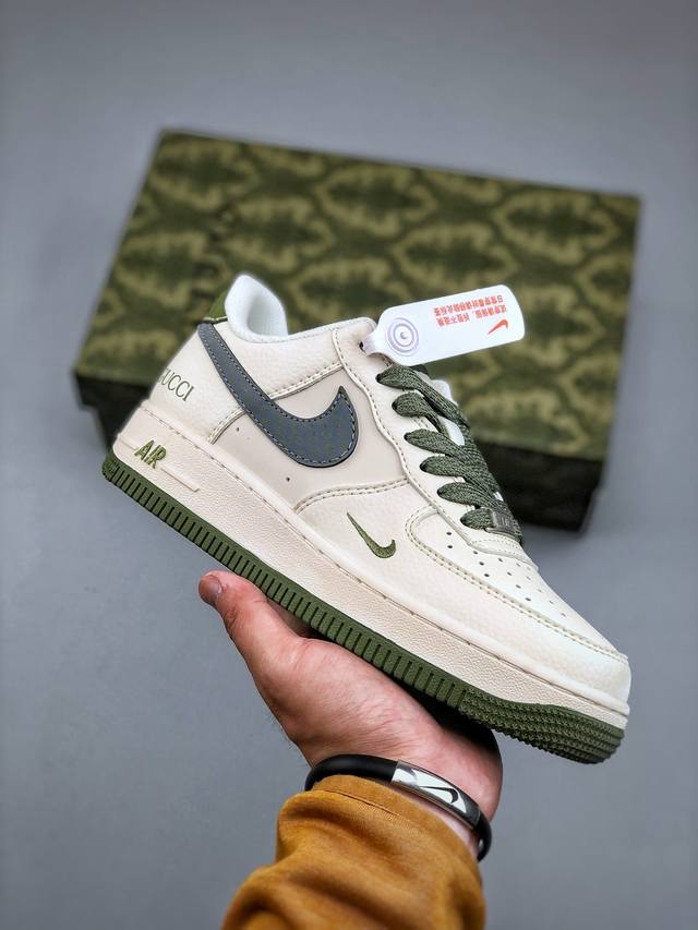 nike Air Force 1 ‘07 Low “古驰联名 绿灰花纹”空军一号 低帮 运动鞋 休闲鞋 折边针车 工艺难度大 原楦头原纸板 原装鞋盒 定制五金配