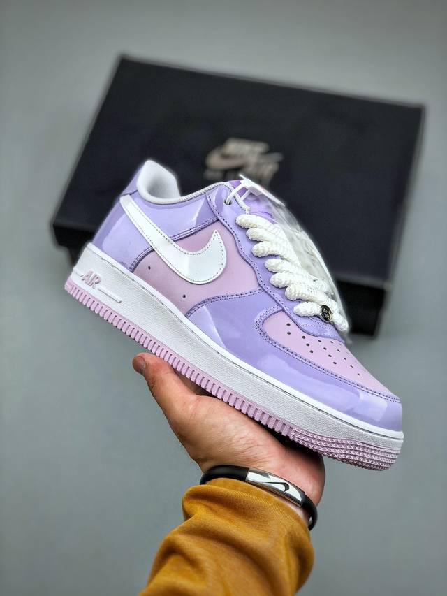 nike Air Force 1 Low 07“白紫漆皮”原楦头原纸板 打造纯正低帮空军版型专注外贸渠道 全掌内置蜂窝气垫 原盒配件 原厂中底钢印、拉帮完美 货