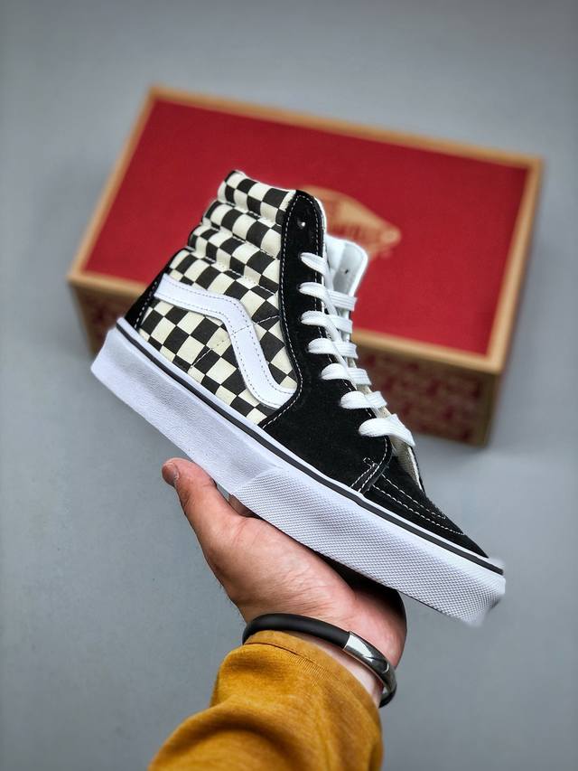 硫化工艺 万斯 Vans Old Skool 黑白棋盘格子高帮 范斯官网 男女情侣款帆布板鞋 尺码：35 36 36.5 37 38 38.5 39 40 40