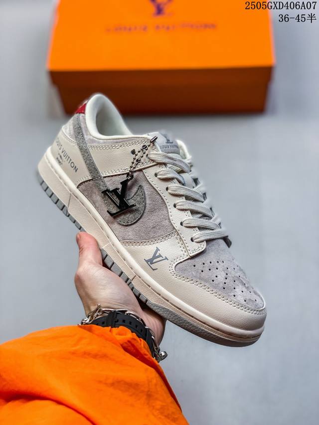 海外爆款限量发售！Nike Sb Dunk Low“ Lv联名 灰蛇鳞勾” 周年高端定制 低帮休闲板鞋 定制鞋盒 大厂纯原品质出货 超高清洁度 皮料切割干净无任