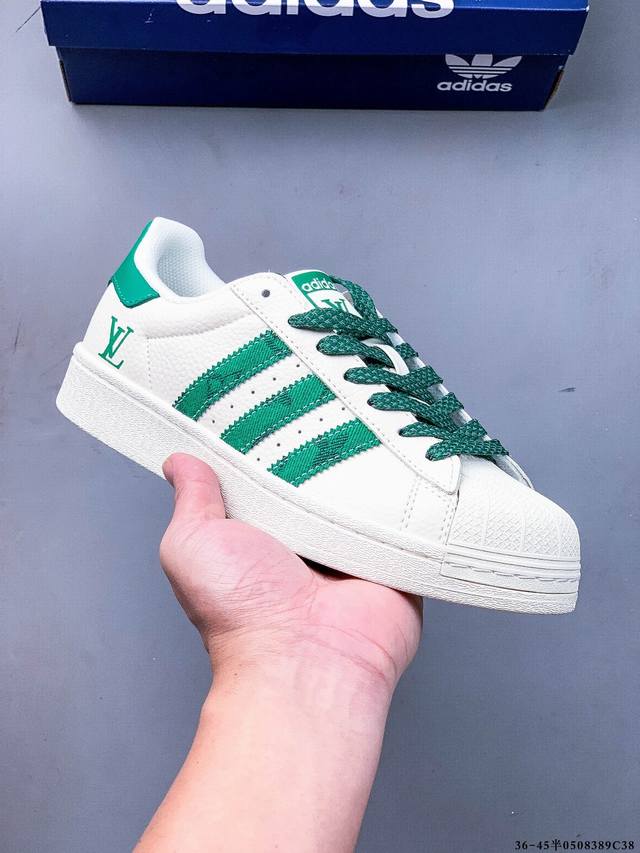 公司级头层！阿迪达斯Adidas Superstar 贝壳头经典百搭休闲板鞋 渠道正品订单 诠释市场最高工艺水平 贝壳头经典小白板鞋 专柜上架同步配色 全鞋进口