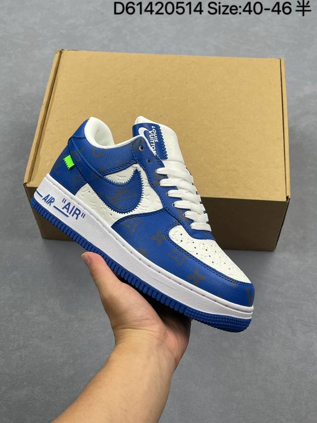 公司级Nike Air Force 1 X Louis Vuitton 原楦头原纸板 打造纯正低帮空军版型 专注外贸渠道 全掌内置蜂窝气垫 Lv联名空军低帮 原