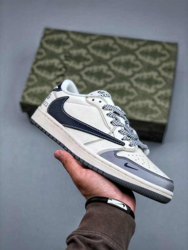 c版 Travis Scott X Nike Air Jordan 1 Low X Gucci Air Jordan 1 Low 反转灰白蓝小钩满天星倒钩 纯原