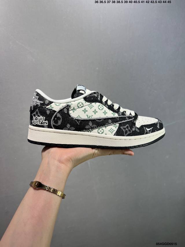 公司级Aj1倒勾Travis Scott X Air Jordan 1 ” Reverse Mocha “ Aj1乔1 Ts 闪电 联名倒钩 低帮文化篮球鞋 货