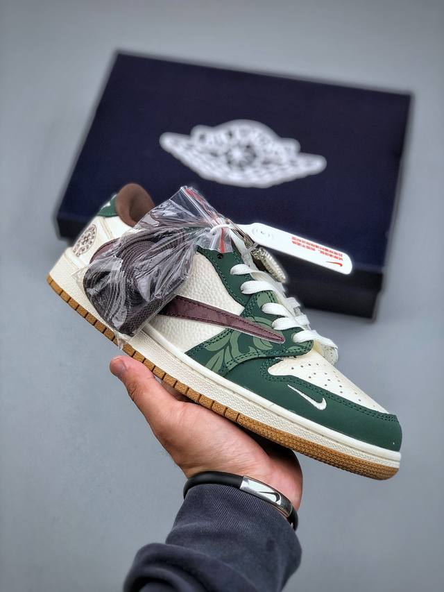travis Scott X Fragment Design X Air Jordan 1 Low Og Sp Aj1 克罗心联名 绿花生胶 低帮文化休闲板鞋
