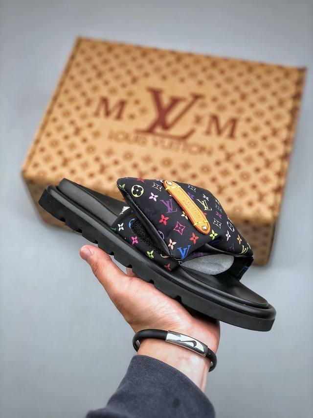 louis Vuitton ｜路易威登2025Ss最新春夏款 村上隆 Takashi Murakami X Louis Vuitton 皮革 圆头套脚一字拖鞋