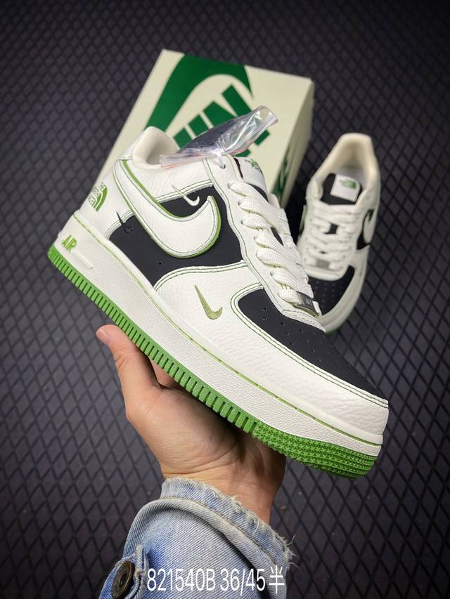 b Nike Air Force 1‘07 Low 北面联名 白黑绿 空军一号低帮休闲板鞋 #原楦头原纸板 原装鞋盒 定制五金配件 内置全掌气垫 原厂鞋底 货号