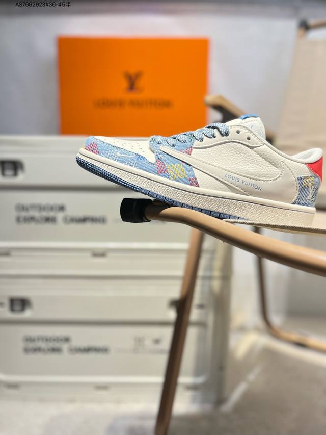公司级头层皮Lv X乔丹Air Jordan 1 Low Aj1低帮系列篮球鞋 官方同步配色 原装级产物 #拒绝公底 立体鞋型 细节完美 高清洁度Fc1688