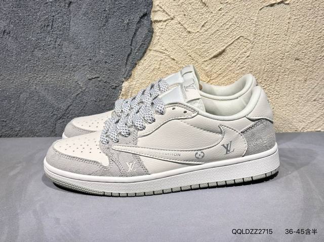 travis Scott X Fragment Design X Air Jordan Aj1 Low Og Sp 三方联名闪电倒钩2.0低帮 白蓝黑 Dm78