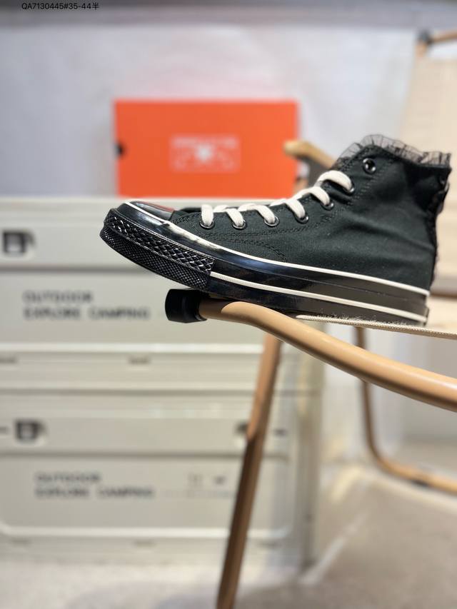 converse Chuck 1970S 黑色蕾丝甜酷朋克风高帮帆布鞋 货号：A 26C Qa7 445#35-44半