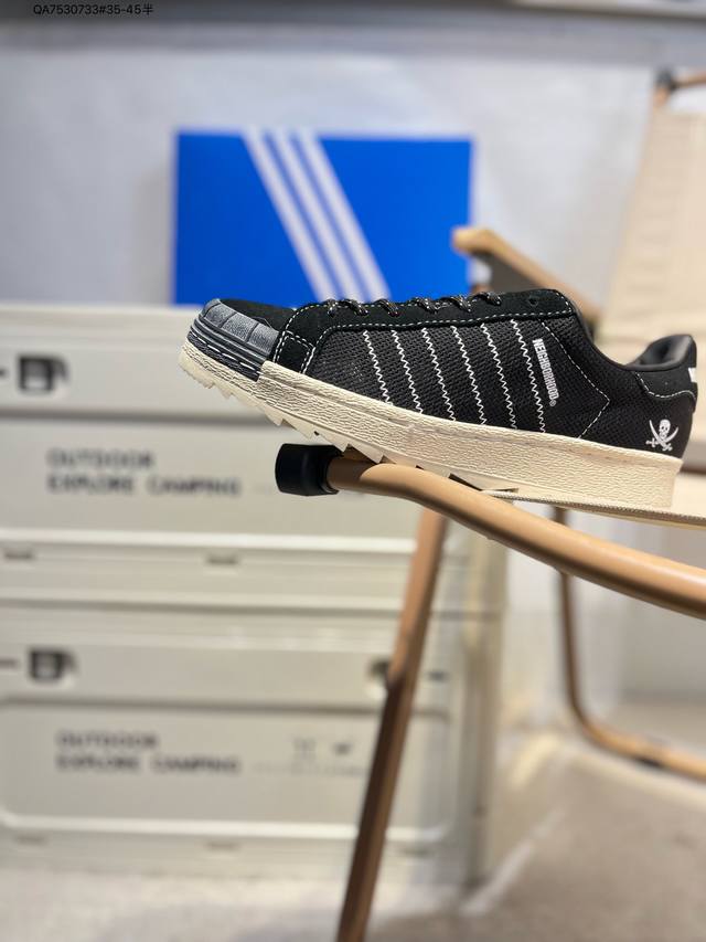 阿迪达斯 Adidas X Clot联名黑呼吸贝壳头板鞋骷颅头陈冠希复古休闲运动男女鞋Ie8879三叶草 Pns Superstar贝壳头系列低帮经典百搭休闲运