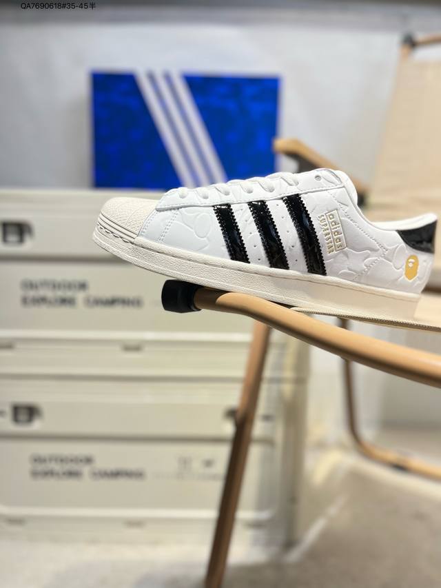 猿人 X 阿迪达斯Adidas三叶草 Originals Superstar 贝壳头系列低帮经典百搭休闲运动板鞋 Jr2701 Qa7690618#35-45半