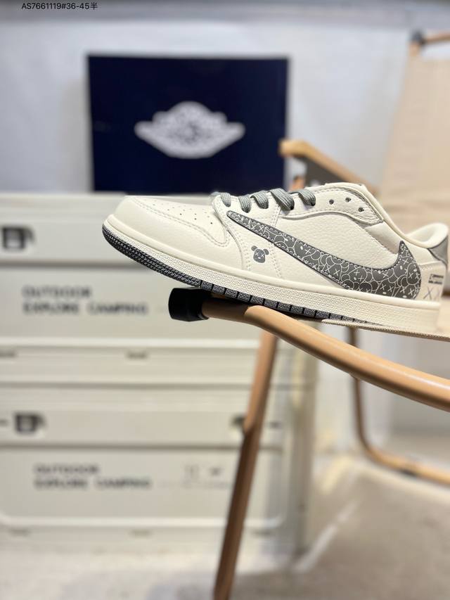 公司级头层皮Supreme X 乔丹Air Jordan 1 Low Aj1低帮系列篮球鞋 官方同步配色 原装级产物 #拒绝公底 立体鞋型 细节完美 高清洁度X
