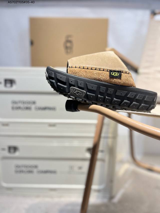 ugg 明星同款 春夏新款 轮胎底休闲鞋 W Venture Daze Slide 答应我 春夏也要接着穿Ugg哦 青柠气泡色轻松拿捏松弛感 鞋底增高5Cm 轻