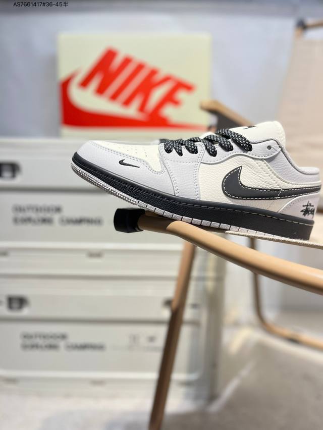 公司级头层皮斯图西 X 乔丹Air Jordan 1 Low Aj1低帮系列篮球鞋 官方同步配色 原装级产物 #拒绝公底 立体鞋型 细节完美 高清洁度Xx316