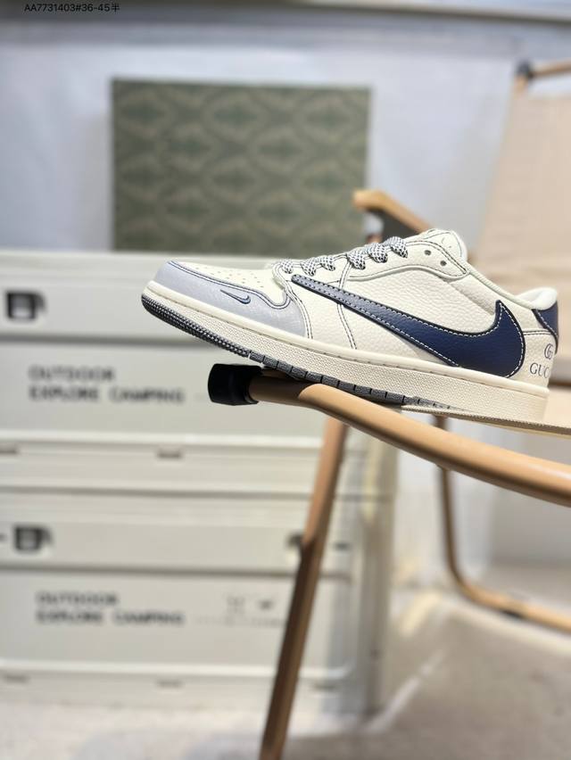公司级头层皮古驰 X 乔丹Air Jordan 1 Low Aj1低帮系列篮球鞋 官方同步配色 原装级产物 #拒绝公底 立体鞋型 细节完美 高清洁度Xf8698