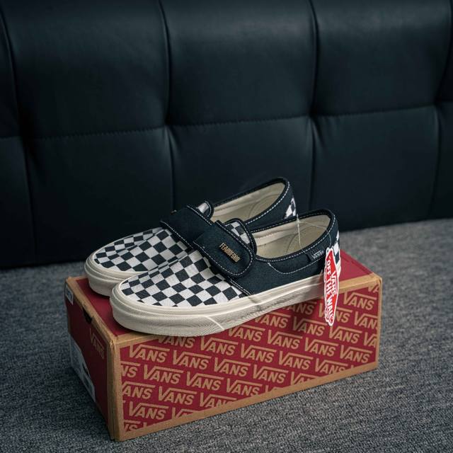 核心私 Fear Of Fog X Vans Slip-On 47 V Dx Fog高街黑白格子懒人魔术贴一脚蹬帆布鞋 货号：Vn0A3J9Fpzr T1S1