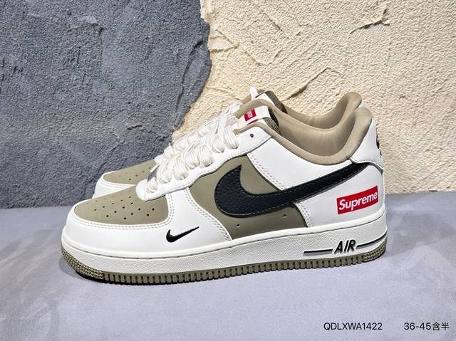 公司级头层皮 Supreme X 乔丹Air Jordan 1 Low Aj1低帮系列篮球鞋 官方同步配色 原装级产物 #拒绝公底 立体鞋型 细节完美 高清洁度