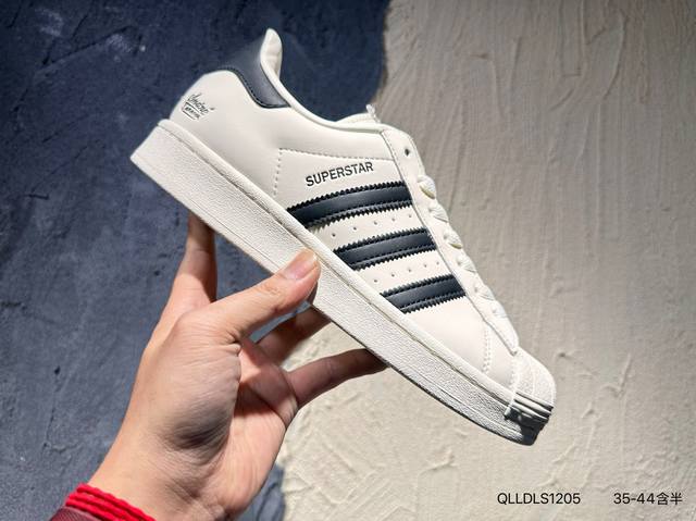 新品上市实拍 阿迪达斯Adidas三叶草 Originals Superstar”Embroidered Logo Black White“贝壳头经典百搭休闲运