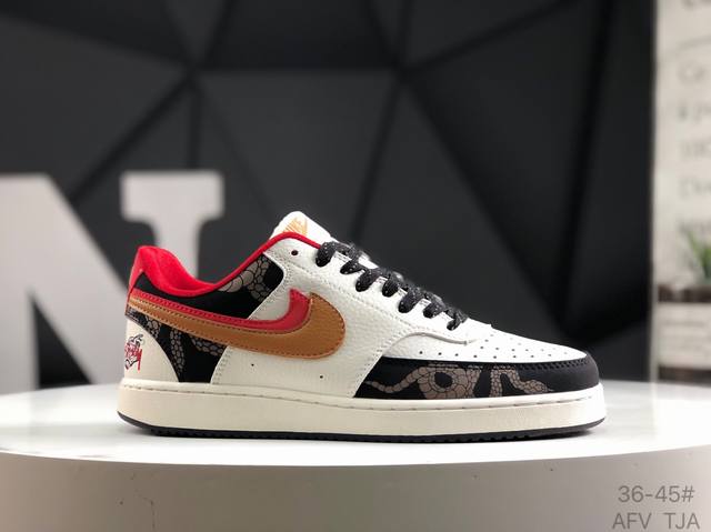 耐克 Nike Court Vision 低帮百搭 透气休闲运动板鞋 兼顾舒适脚感和出众风范 演绎匠心之作 结构性的支撑贴合感结合复古篮球设计 电绣工艺 皮料切
